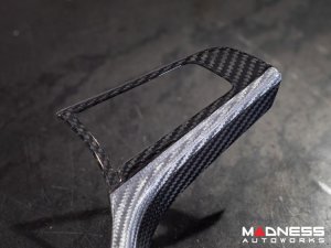 Alfa Romeo Giulia Steering Wheel Trim - Carbon Fiber - Main Center Trim Piece - White Candy/ Black Carbon - Pre '20 Models